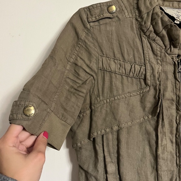 GUESS MOSS GREEN CARGO SHORT SLEEVE ZIP UP CARDIGAN VINTAGE JACKET - Picture 2 of 5